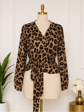 torrid Leopard-Print Wrap Blouse in Tan and Black